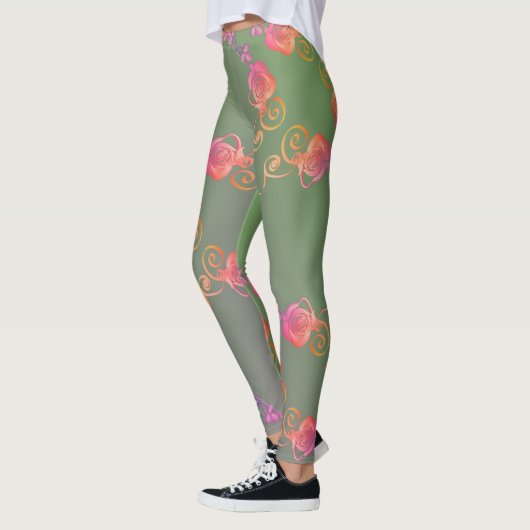 Romantische Rose und Moos Leggings (Links)