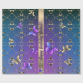 Romantische Rose und Schmetterlinge Geschenkpapier (Flach)