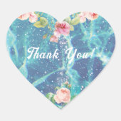 Romantische Rose und Sparkys danken Herz-Aufkleber (Vorderseite)