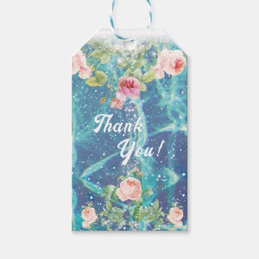 Romantische Rose und Sparkys danken Ihnen Geschenkanhänger (Vorderseite)