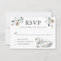 Romantische Rose und Swan Wedding RSVP