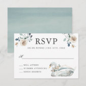 Romantische Rose und Swan Wedding RSVP Karte (Vorne/Hinten)