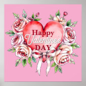 Romantische Rose und Valentinstag im Herzen Poster (Vorne)