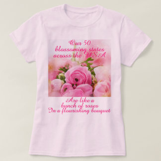 Romantische Rose USA 50 Staaten Patriotische Rosa T-Shirt