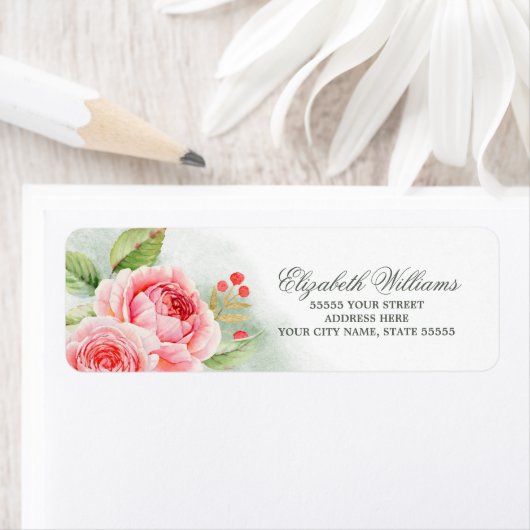 Romantische Rose Wasserfarbe Hochzeitsfeier Rückse (Insitu)