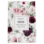 Romantische Rose Wasserfarben Botanischer 60. Gebu Mittlere Geschenktüte (Rückseite)