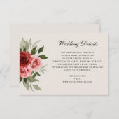 Romantische Rose Wasserfarben Elegante Hochzeiten Begleitkarte (Vorne/Hinten)