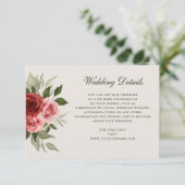 Romantische Rose Wasserfarben Elegante Hochzeiten Begleitkarte (Stehend Vorderseite)