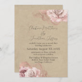 Romantische Rose Wasserfarben Rustikale Hochzeit Einladung (Vorne/Hinten)