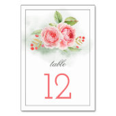 Romantische Rose Wasserfarbene Hochzeiten Tischnum Tischnummer (Vorderseite)