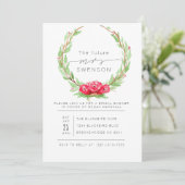 Romantische Rose Wasserfarbene Wraath | BRAUTPARTY Einladung (Stehend Vorderseite)