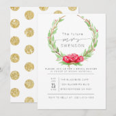 Romantische Rose Wasserfarbene Wraath | BRAUTPARTY Einladung (Vorne/Hinten)