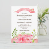 Romantische Rose Wasserfarbenhochzeit Einladung (Stehend Vorderseite)