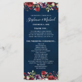 Romantische Rose Watercolor Burgundy Rote Marine Programm (Vorderseite)