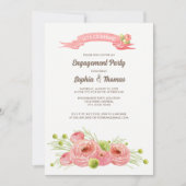 Romantische Rose Watercolor Engagement Party Einladung (Vorderseite)