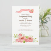 Romantische Rose Watercolor Engagement Party Einladung (Stehend Vorderseite)