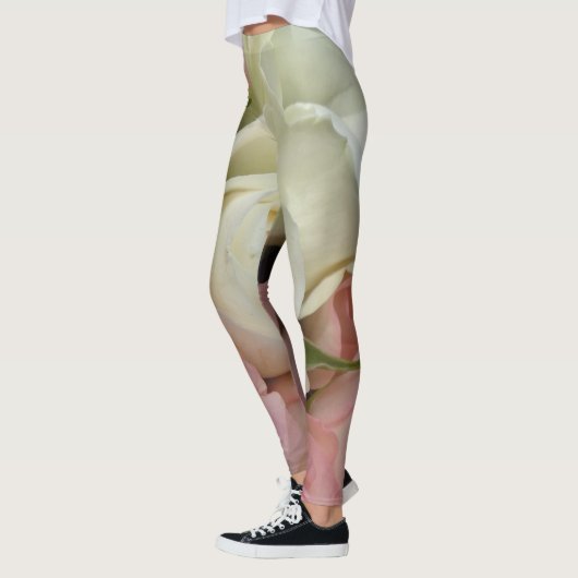Romantische Rose Weich rosa Blume Leggings (Links)