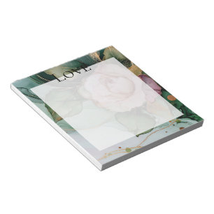 Romantische Rose Weiß Pink Gold Floral Liebe Notizblock