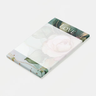 Romantische Rose Weiß Pink Gold Floral Liebe  Post-it Klebezettel
