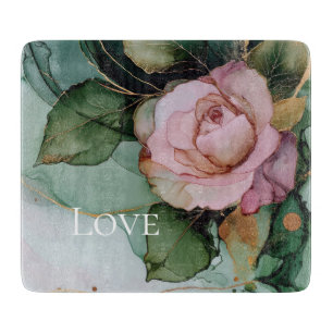 Romantische Rose Weiß Pink Gold Floral Liebe Schneidebrett