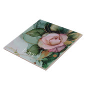 Romantische Rose Weißrosa Goldene Liebe Fliese (Seite)