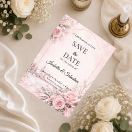 Romantische Rosé-Winterhochzeit Save The Date