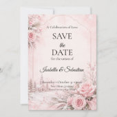 Romantische Rosé-Winterhochzeit Save The Date (Vorderseite)