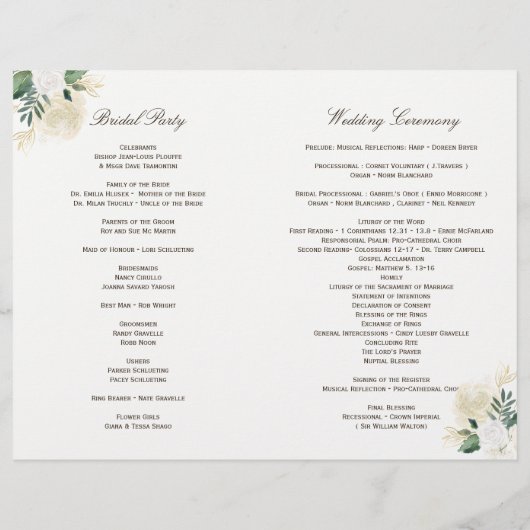 Romantische Rose Woodland Hochzeitsprogramme (Rückseite)