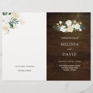 Romantische Rose Woodland Hochzeitsprogramme