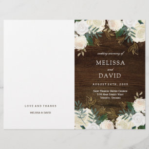 Romantische Rose Woodland Hochzeitsprogramme