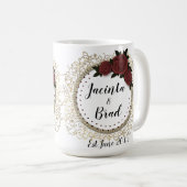 Romantische Rose Wreath Feather Wedding Kaffeetasse (VorderseiteRechts)