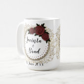 Romantische Rose Wreath Feather Wedding Kaffeetasse (Vorderseite Links)