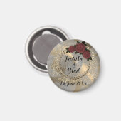 Romantische Rose Wreath Feather Wedding Magnet (Vorderseite/Rückseite)