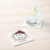 Romantische Rose Wreath Wedding Personalisiert Rechteckiger Pappuntersetzer (Vor Ort)