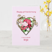 Romantische Rose zum 31. Hochzeitstag Karte (Gelbe Blume)