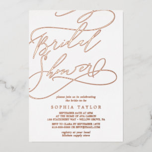 Romantische Roségold-Folie-Kalligrafie-Brautabschi Folieneinladung
