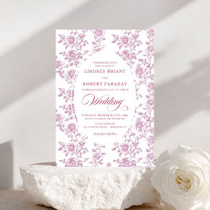 Romantische Roségoldene Blumen-Toile-Hochzeitseinl Einladung