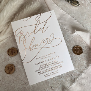 Romantische Roségoldfolie Rosafarbene Brautparty Folieneinladung