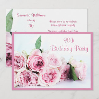 Romantische Rosen 90. Geburtstag Einladung