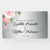 Romantische Rosen auf Silberhochzeit Willkommen Banner (Horizontal)