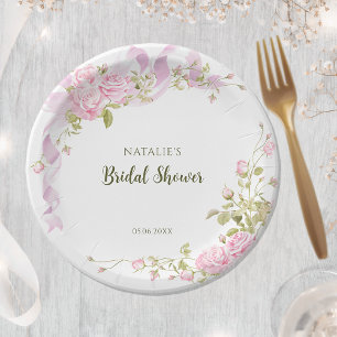 Romantische Rosen Chic Florale Brautparty Pappteller