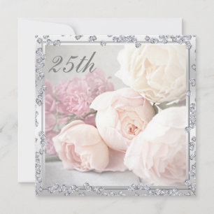 Romantische Rosen & Diamanten 25. Geburtstagsfeier Einladung
