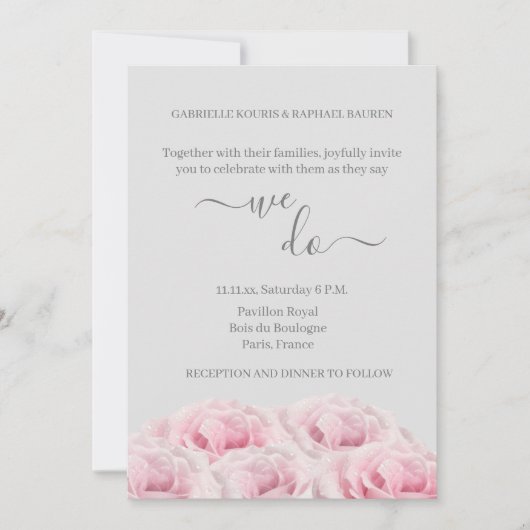 Romantische Rosen Elegant Blumen wir Hochzeit Einladung (Vorderseite)