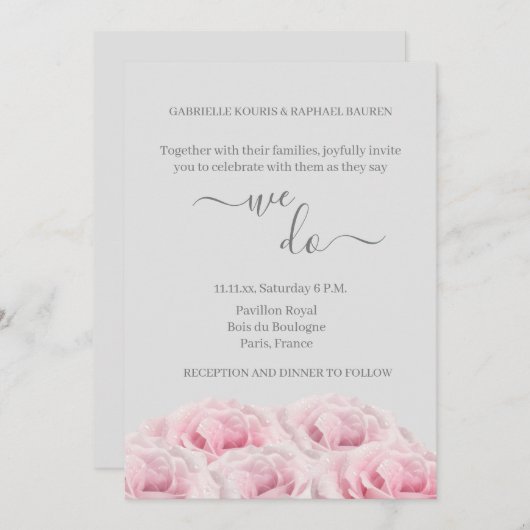 Romantische Rosen Elegant Blumen wir Hochzeit Einladung (Vorne/Hinten)