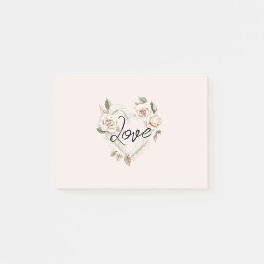 Romantische Rosen Federn Herz Liebe Post-it Klebezettel (Vorderseite)