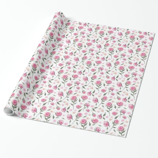 Romantische Rosen Feminine Hübsches Muster Wrap Geschenkpapier (Ungerollt)