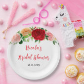 Romantische Rosen Florale Brautparty Pappteller (Party)