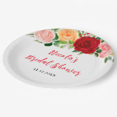 Romantische Rosen Florale Brautparty Pappteller (Schrägansicht)