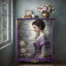 Romantische Rosen-Garten-Frau-Porträt-Dekoupage