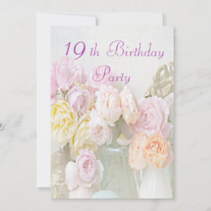 Romantische Rosen Glas-im 19. Geburtstags-Party Einladung